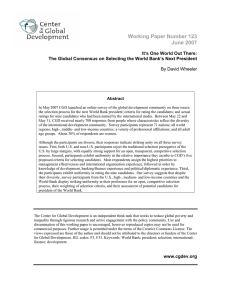 Working Paper Number 123 June 2007 It’s One World Out There: