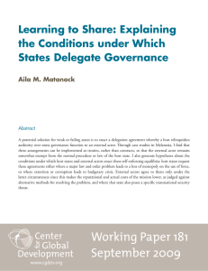 Learning to Share: Explaining the Conditions under Which States Delegate Governance