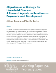 Migration as a Strategy for Household Finance: A Research Agenda on Remittances,