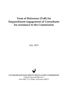 Term of Reference (ToR) for Empanelment engagement of Consultants July, 2015