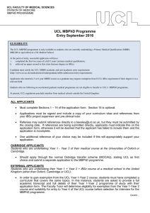 UCL MBPhD Programme Entry September 2016  ELIGIBILITY