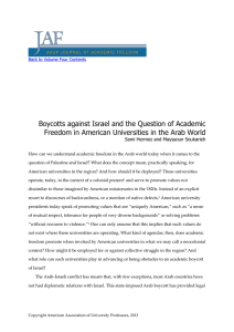 Boycotts against Israel and the Question of Academic
