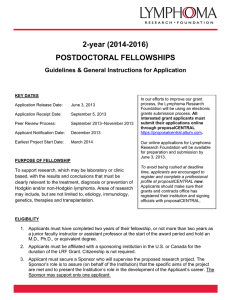 2-year (2014-2016) POSTDOCTORAL FELLOWSHIPS Guidelines &amp; General Instructions for Application