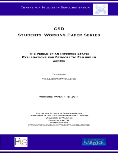 CSD Students' Working Paper Series The Perils of an Imported State: