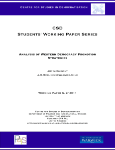 CSD Students' Working Paper Series Analysis of Western Democracy Promotion Strategies