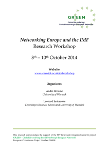 Networking Europe and the IMF Research Workshop 8 – 10