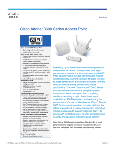 Cisco Aironet 3600 Series Access Point  Data Sheet