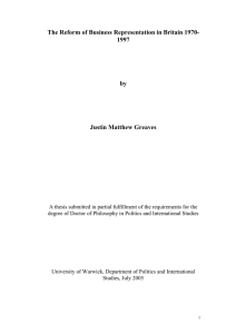 The Reform of Business Representation in Britain 1970- 1997  by