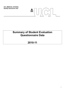 Summary of Student Evaluation Questionnaire Data 2010-11 UCL MEDICAL SCHOOL