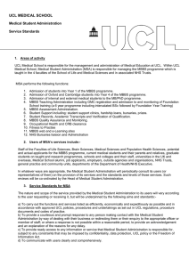 UCL MEDICAL SCHOOL Medical Student Administration Service Standards