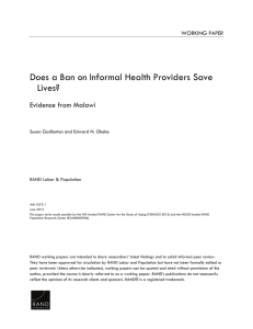 Does a Ban on Informal Health Providers Save Lives? Evidence from Malawi