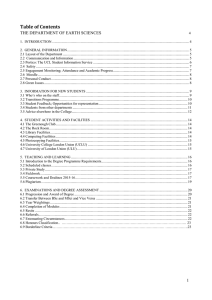 Table of Contents THE DEPARTMENT OF EARTH SCIENCES