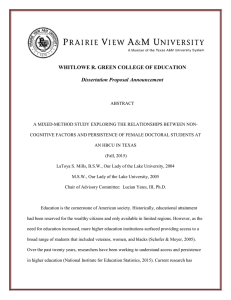 WHITLOWE R. GREEN COLLEGE OF EDUCATION Dissertation Proposal Announcement