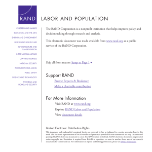 The RAND Corporation is a nonprofit institution that helps improve... decisionmaking through research and analysis.