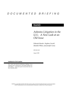 R D O C U M  E N T E... Asbestos Litigation in the U.S.:  A New Look at an