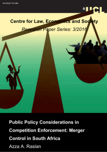 Public Policy Considerations in Competition Enforcement: Merger Control in South Africa