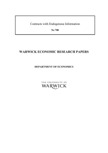 WARWICK ECONOMIC RESEARCH PAPERS  Contracts with Endogenous Information No 780