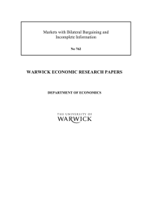 WARWICK ECONOMIC RESEARCH PAPERS Markets with Bilateral Bargaining and Incomplete Information