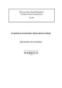 Why are there Serial Defaulters? Evidence from Constitutions WARWICK ECONOMIC RESEARCH PAPERS