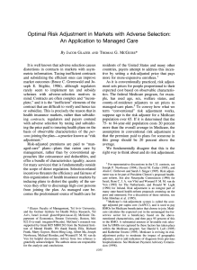 Optimal Risk Adjustment in Markets with Adverse Selection: G. By