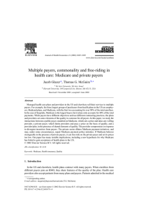 Multiple payers, commonality and free-riding in Jacob Glazer , Thomas G. McGuire