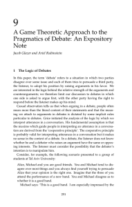 9 A Game Theoretic Approach to the Pragmatics of Debate: An Expository Note
