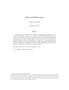 Anger and Enforcement Robert J. Akerlof February 1, 2015