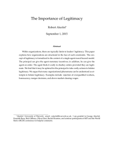 The Importance of Legitimacy Robert Akerlof September 1, 2015