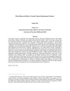 What Makes an Effective Teacher? Quasi-Experimental Evidence