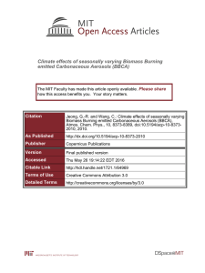 Climate effects of seasonally varying Biomass Burning emitted Carbonaceous Aerosols (BBCA)