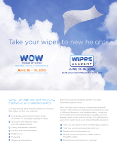 Take your wipes to new heights. JUNE 16 – 19, 2015
