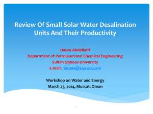 Review Of Small Solar Water Desalination Units And Their Productivity  Hasan Abdellatif