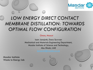 LOW ENERGY DIRECT CONTACT MEMBRANE DISTILLATION: TOWARDS OPTIMAL FLOW CONFIGURATION