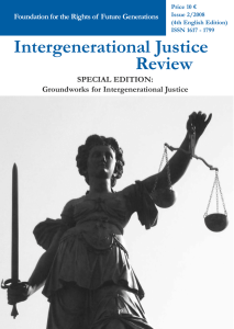 Intergenerational Justice Review SPECIAL EDITION: Groundworks for Intergenerational Justice