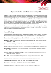Hispanic Studies Guide for Pre-Sessional Reading 2015