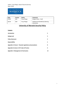 Author: Tracy Phipps, Head of Security Services  Date: 07/09 07/09