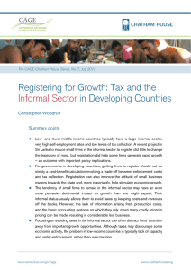 Registering for Growth: Tax and the in Developing Countries  Informal Sector