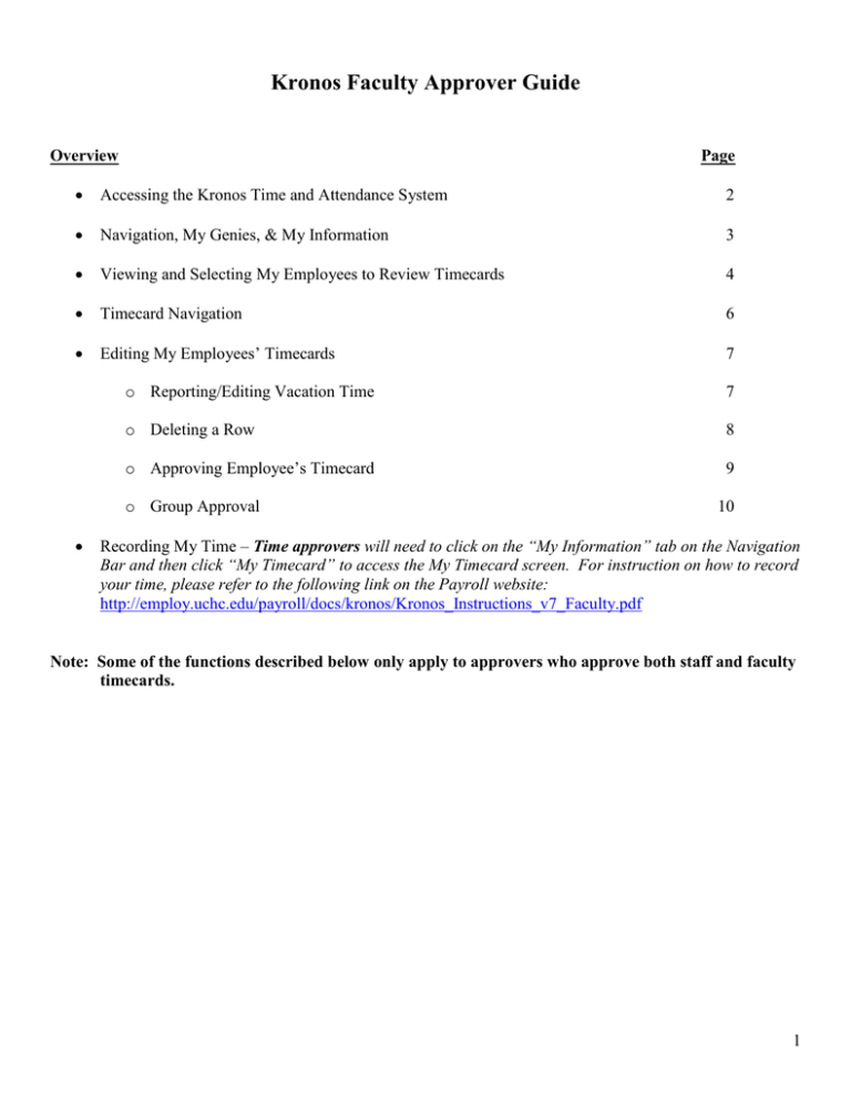Kronos Faculty Approver Guide