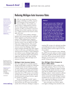 I Reducing Michigan Auto Insurance Rates Research Brief