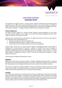 VACATION SCHOOLS GUIDANCE NOTES