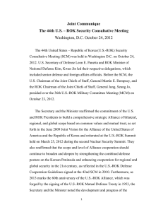 Joint Communique The 44th U.S. – ROK Security Consultative Meeting