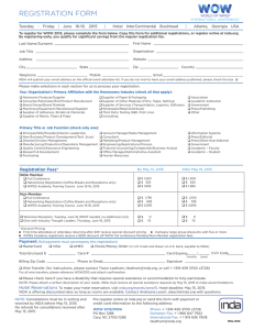 REGISTRATION FORM Tuesday - Friday June 16-19, 2015 Hotel InterContinental Buckhead