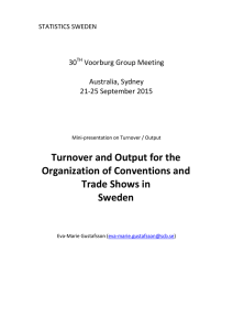Turnover and Output for the Organization of Conventions and Trade Shows in Sweden