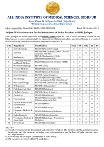 ALL INDIA INSTITUTE OF MEDICAL SCIENCES, JODHPUR  Basni Phase-II, Jodhpur-342005 (Rajasthan)