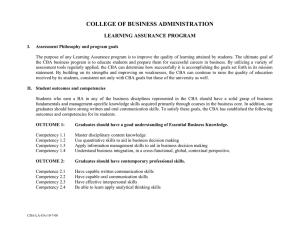 COLLEGE OF BUSINESS ADMINISTRATION LEARNING ASSURANCE PROGRAM