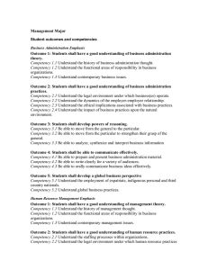 Management Major  Outcome 1: Students shall have a good understanding of business administration  theory.