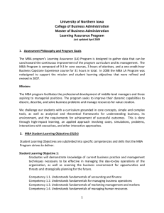 University of Northern Iowa  College of Business Administration  Master of Business Administration  Learning Assurance Program 