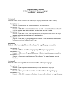 Student Learning Outcomes Graduate Programs in Modern Languages Outcomes and Competencies Outcome 1