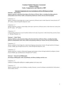 Graduate Student Outcomes Assessment School of Music Goals, Competencies and Objectives 2009