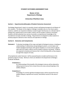 STUDENT OUTCOMES ASSESSMENT PLAN  Master of Arts Department of Biology